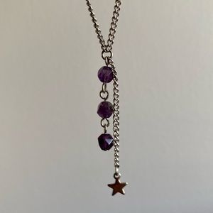 Handmade Amethyst Y- Necklace with Star Charm